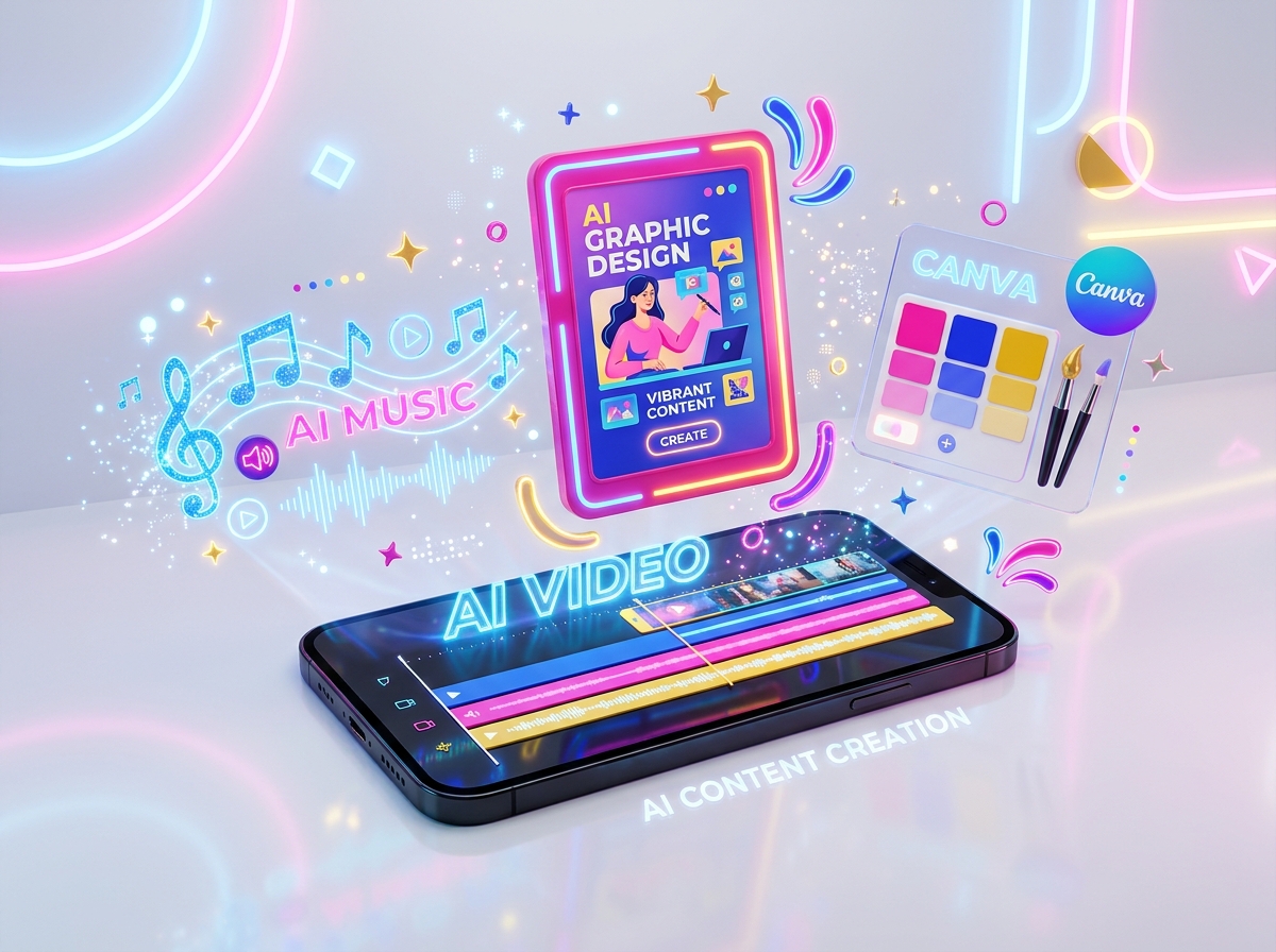 AI Video, AI Music, AI Graphic Design and Canva tools poster